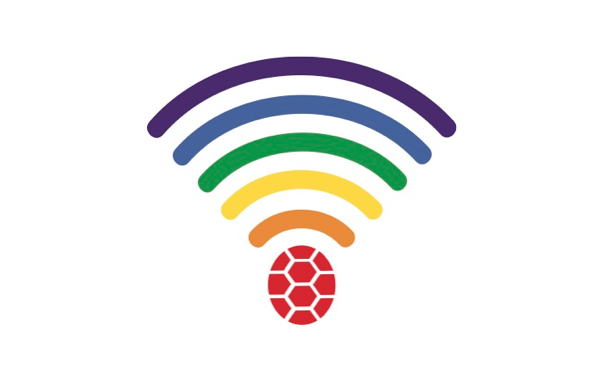 Rainbow terrapin network logo with the UMD shell and the rainbow colors on top mimicking a WiFi signal.